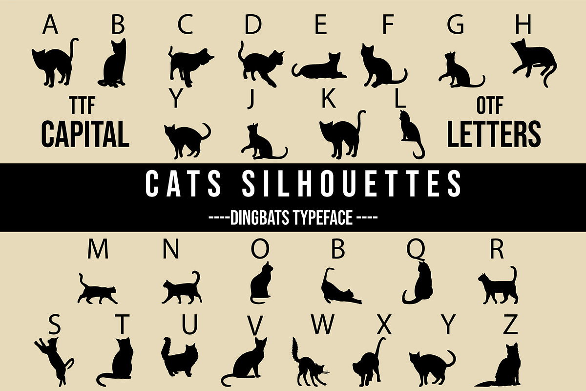 Cats Silhouettes Dingbats Font, a Symbol Font by Minimalartstudio (Photo 2 of 3)