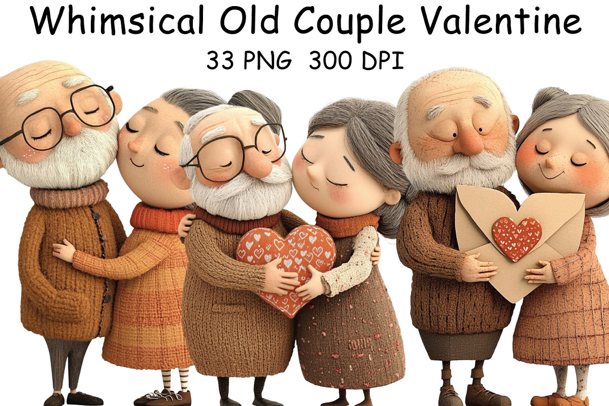 Whimsical Old Couple Valentine Day, an Illustration by CraftArtStudio (Photo 1 of 6)