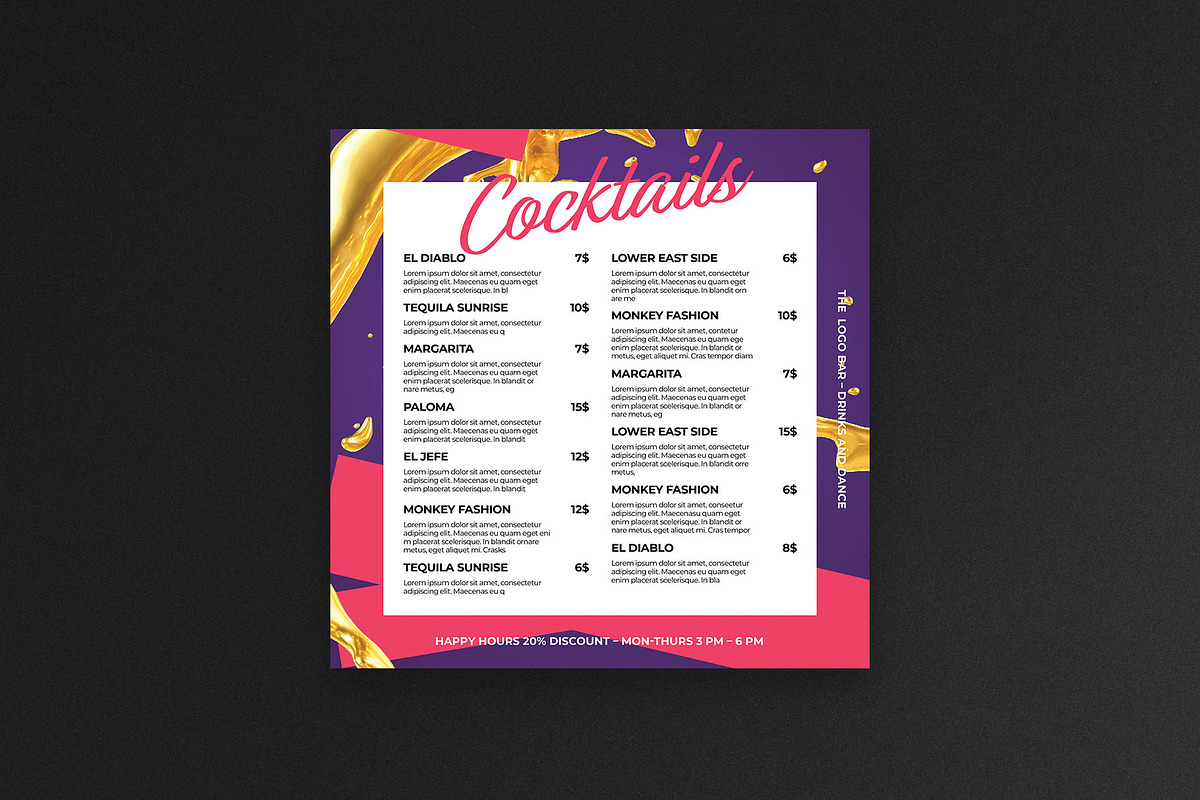 Square Restaurant Menu Template, a Flyer Template by BrandPacks (Photo 4 of 4)