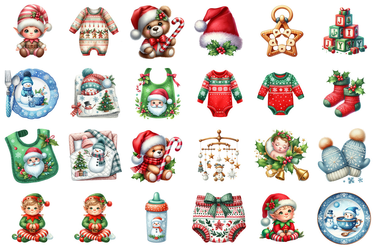 Christmas Babyshower Cliparts Bundle, an Illustration by SinaCreation (Photo 2 of 7)