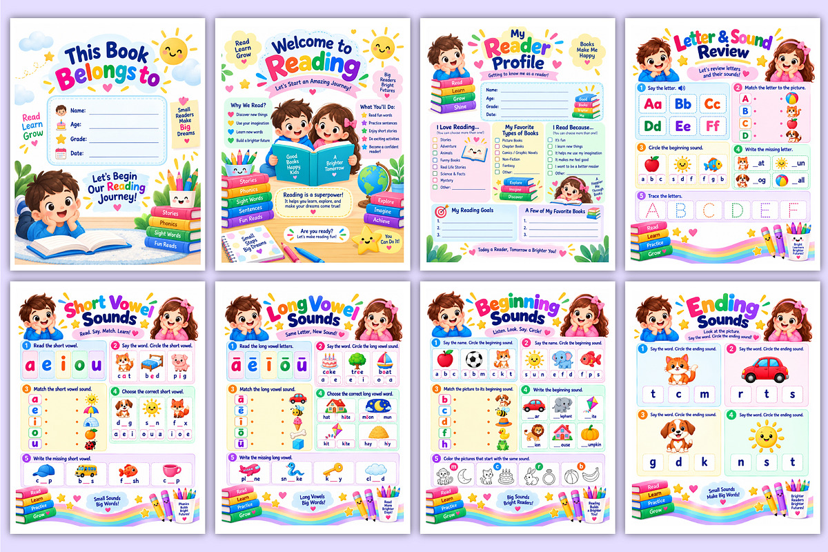 First Grade Reading Practice book, a Stationery Template by Mustafiz (Photo 2 of 4)