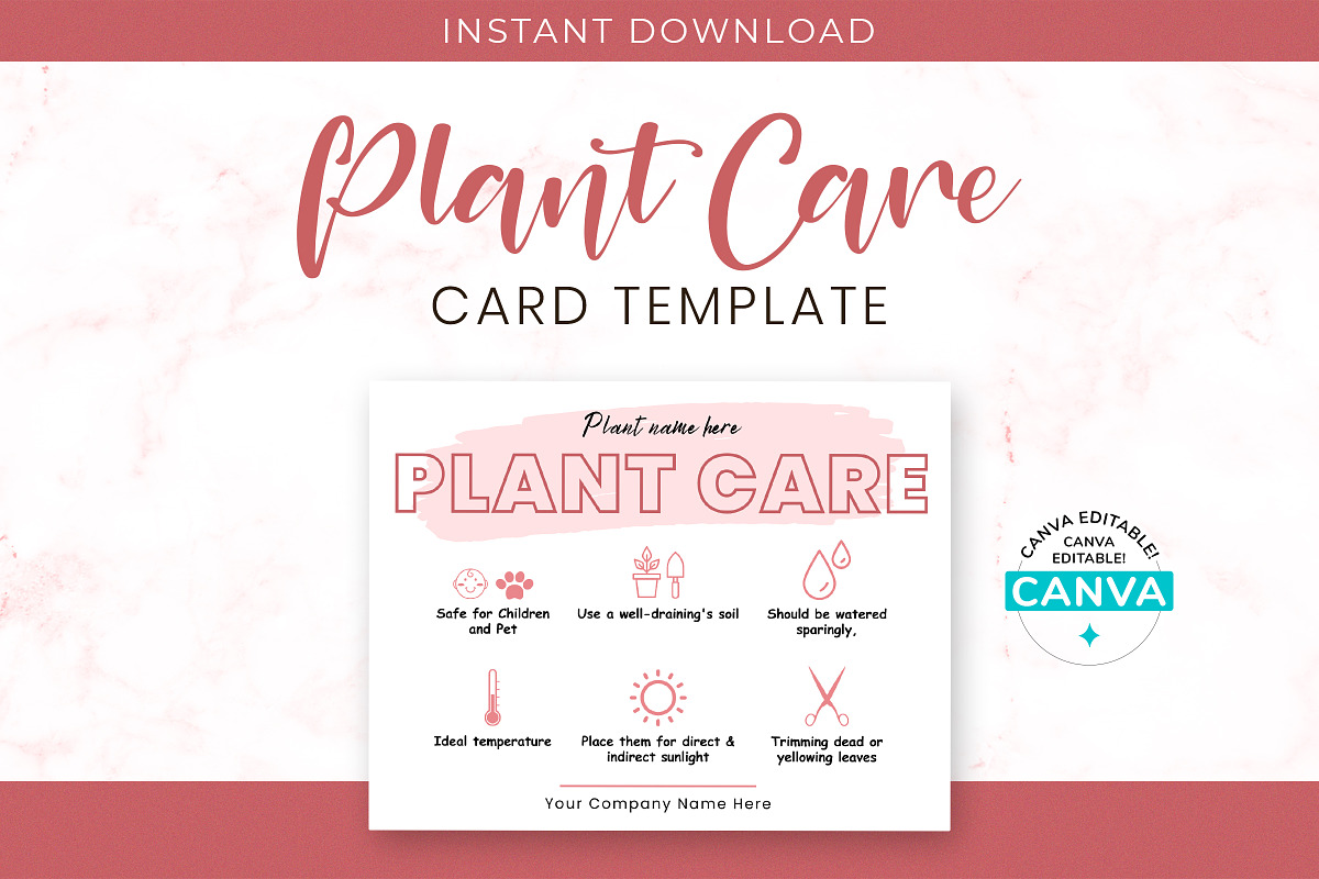 Plant Care Card Template, a Design Template by Snapybiz (Photo 1 of 9)