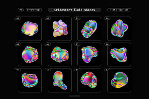 Iridescent Fluid 3D Shapes Pack