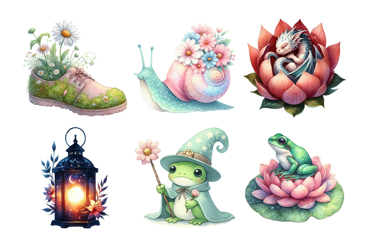 Cute Magic Floral Fantasy Clipart, an Illustration by Daily.Designs (Photo 5 of 5)