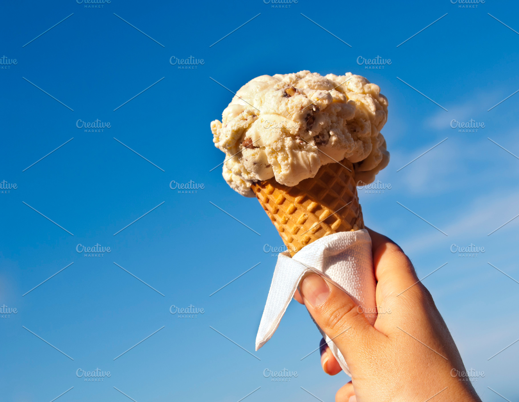 Summer Ice Cream Cone Blue Sky, a Photo by THP Creative