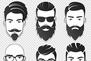 Bearded Hipster Men Stickers Faces