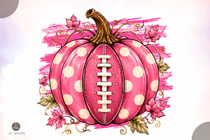 Pink Football Pumpkin PNG,Polka, an Object Illustration by Libby Wishes