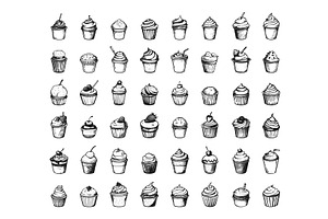 Doodle Style Desserts in Paper Cups, an Object Illustration by LadadikArt