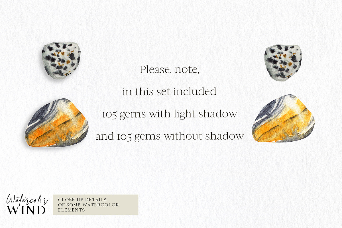 Watercolor gemstone clipart, an Illustration by Ksenia Shmakova (Photo 8 of 13)
