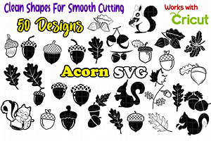 Acorn Fall Forest Autumn Clip Arts