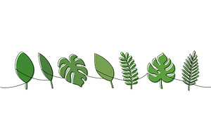 Continuous line art of monstera and, an Illustration by GraphiShop