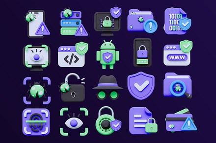 Cyber Security 3D Icon Pack
