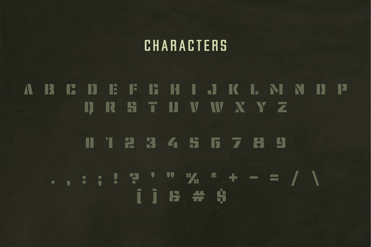 Balor Military Inspired Stencil Font, a Sans Serif Font by Ebad Designs (Photo 2 of 6)