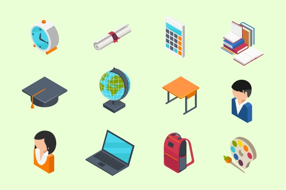 Education Isometric Icons