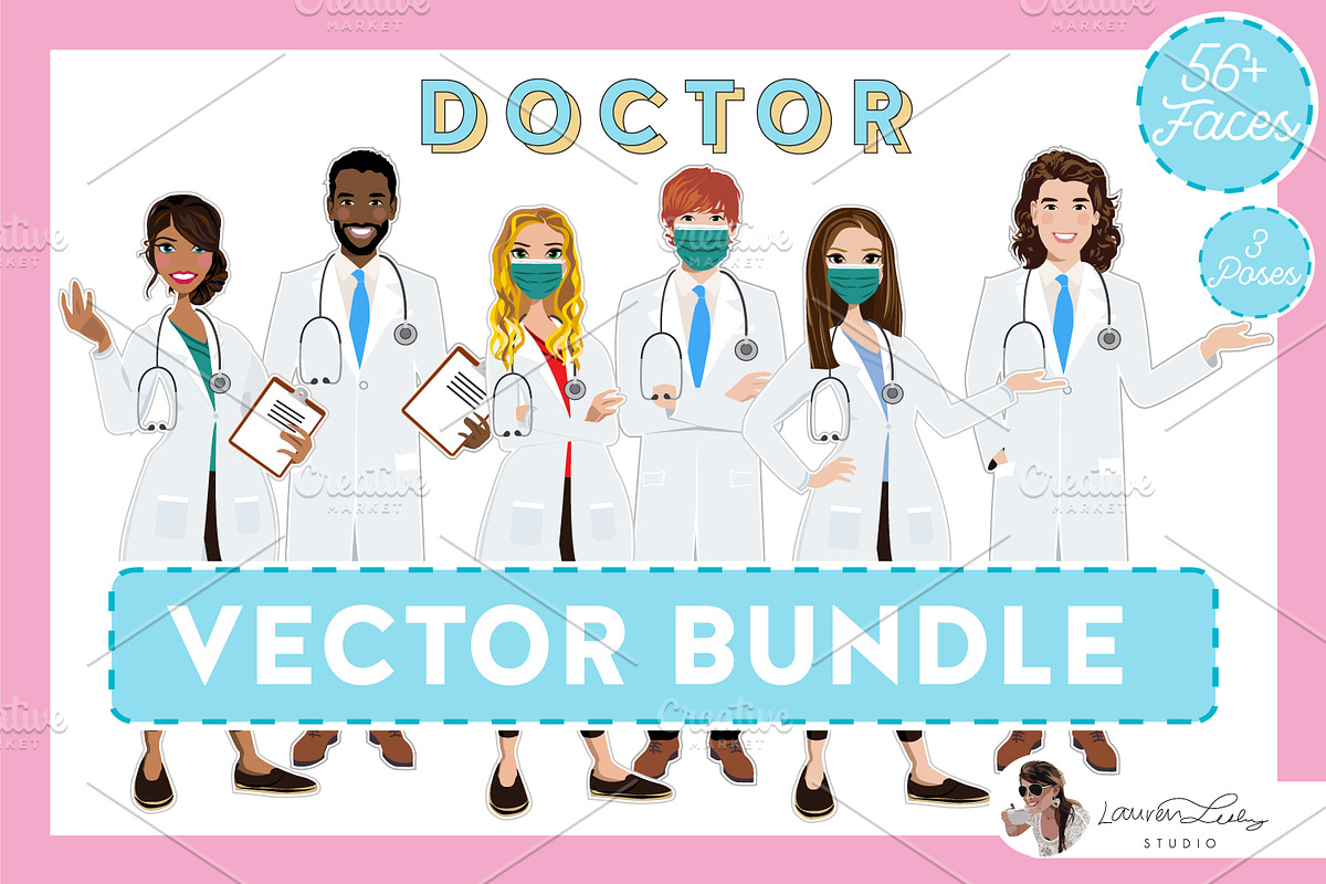 Doctor w/ Mask | Vector Bundle, an Education Illustration by Lauren Lesley Studio (Photo 1 of 6)