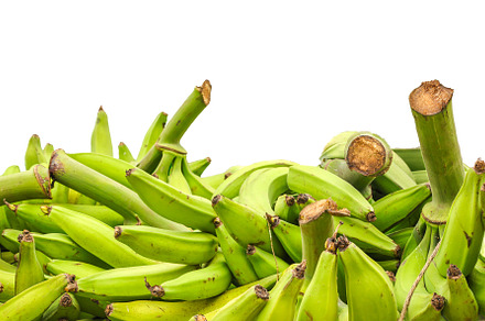 Bunch of green bananas on white, a Food & Drink Photo by worlditravelilove