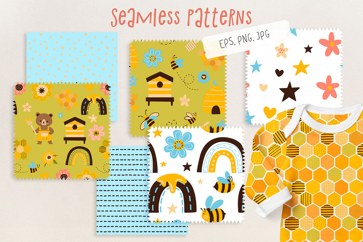 Bees, Honey Cartoon Vector Set, an Object Illustration by Elena Dorosh (Photo 8 of 14)