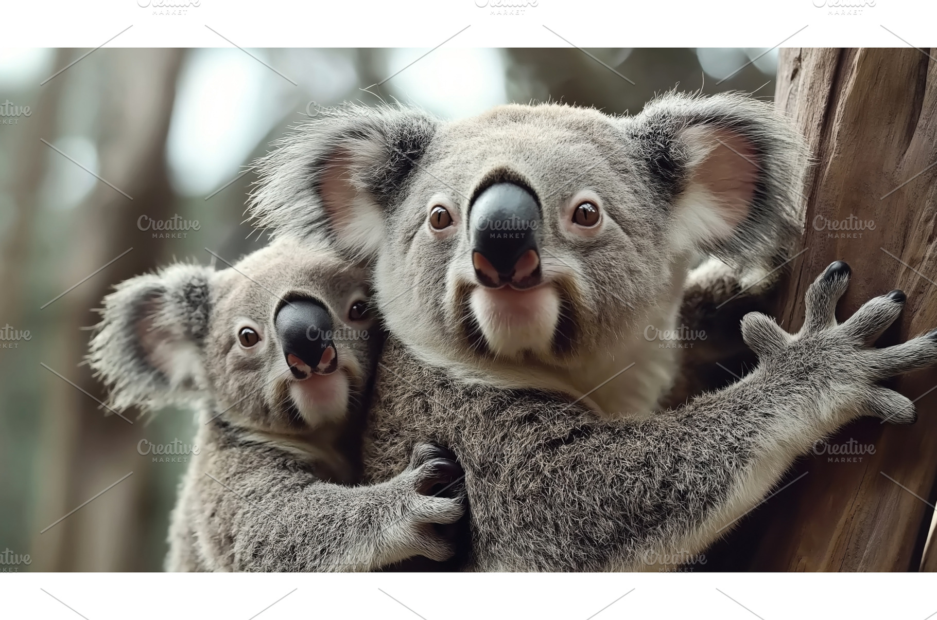 Close-up of a mother koala and her, an Animal Photo by Sergey Kotenev
