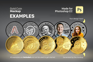 Gold Coin Mockup For Photoshop CC