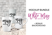 White Mug Bundle - Latte, 14oz, 12oz, a Product Mockup by SarahDesign (Thumbnail 1 of 7)