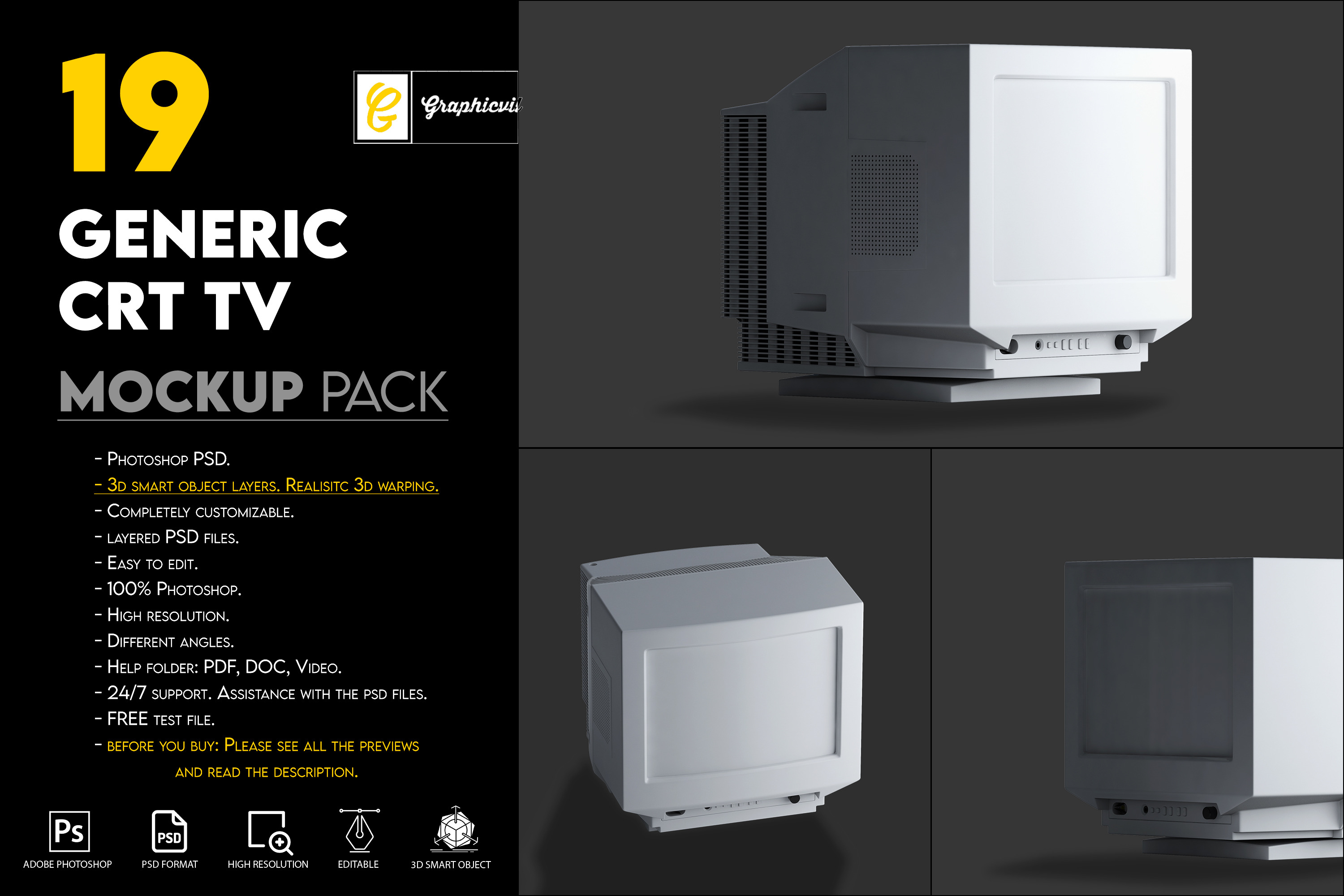 Generic Crt Monitor Mockup by Graphicvil | Creative Market