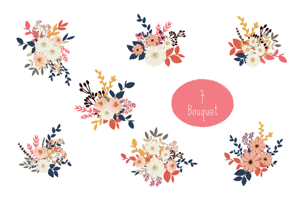 Fall / Autumn Flower ELEMENTS SET, a Decorative Illustration by MooBeer (Photo 3 of 6)