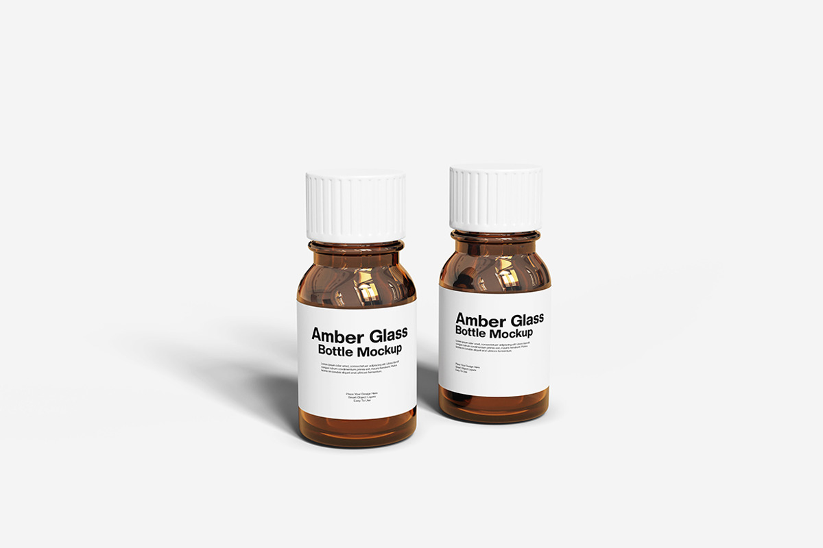 Amber Glass Bottle Mockup, a Packaging Mockup by Indah (Photo 2 of 6)
