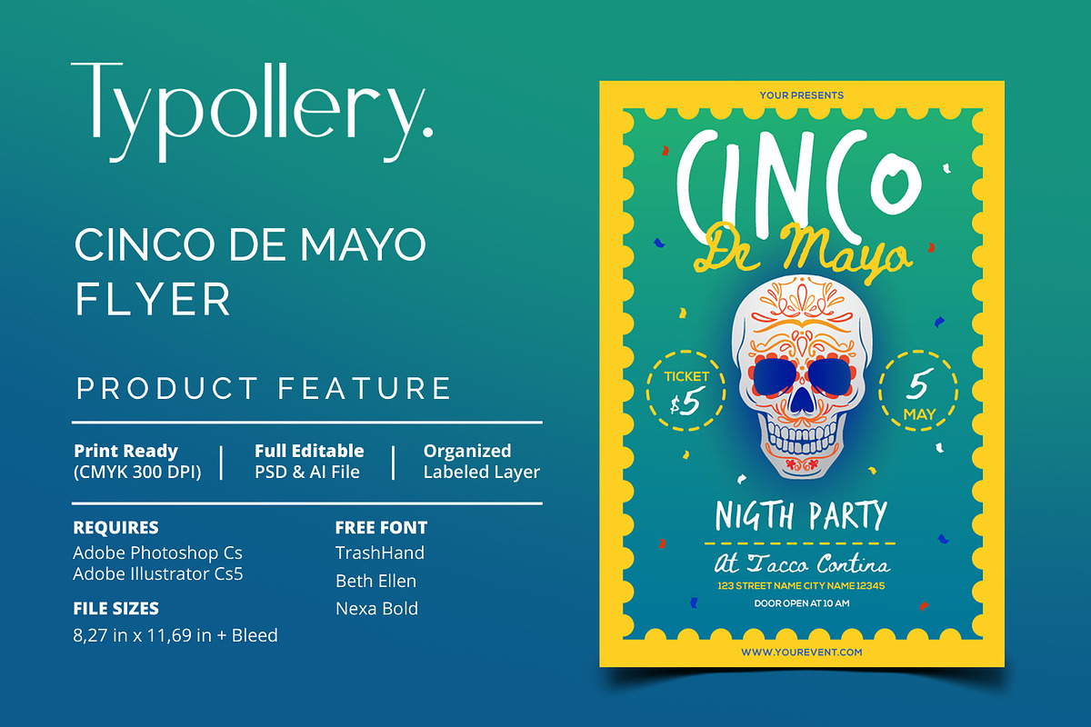 Cinco De Mayo Flyer, a Flyer Template by Typollery (Photo 1 of 4)