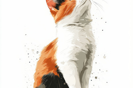 Calico Kitten Sitting Serenely White, an Abstract Photo by Pixeness
