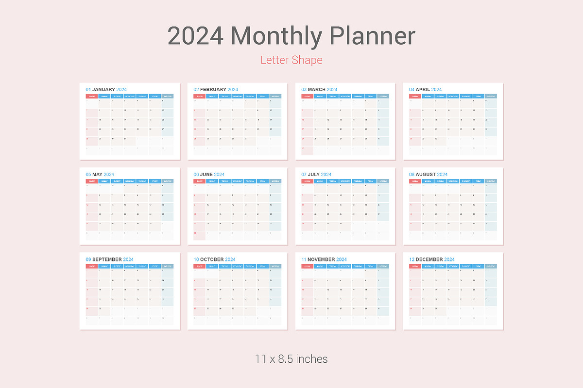 2024 Simple Calendar [Sunday], a Stationery Template by WORAKAMON Design Studio (Photo 7 of 7)