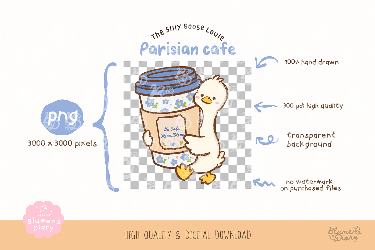 Parisian Cafe Goose Clipart, an Animal Illustration by Blumensdiary (Photo 3 of 6)