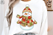 Patchwork Snowman png, Merry Christm, an Illustration by Libby Wishes (Thumbnail 1 of 8)