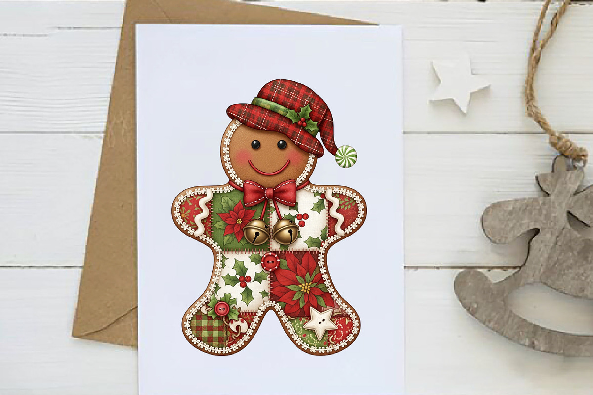 Christmas Patchwork Gingerbread Man, an Illustration by Dream Creation (Photo 2 of 5)