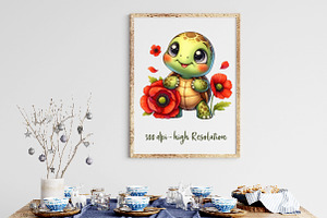 Baby Turtle Clipart Flowers Clipart