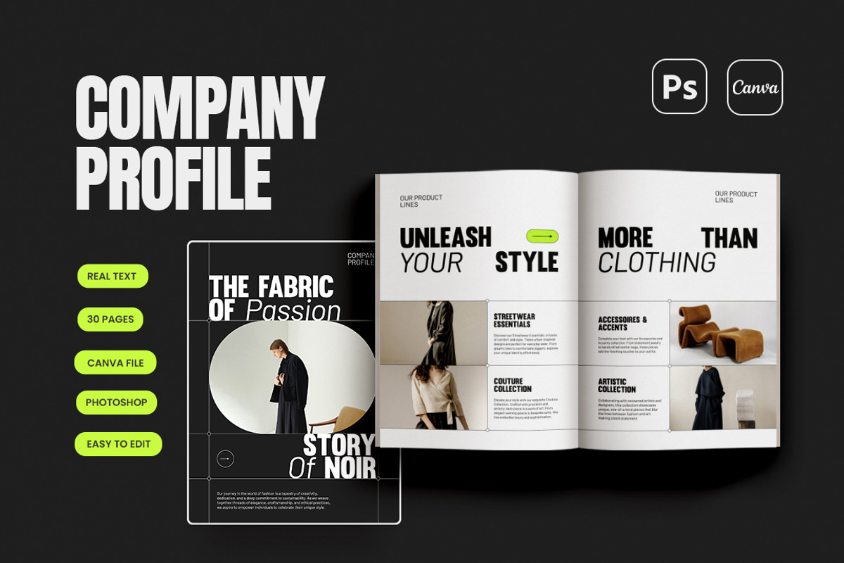 NOIR / Company Profile Ebook, a Social Media Template by Eviory (Photo 1 of 10)