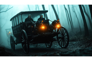 Haunted Carriage With Eerie Glowing