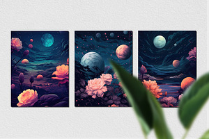 Floral Galaxy Posters And Patterns