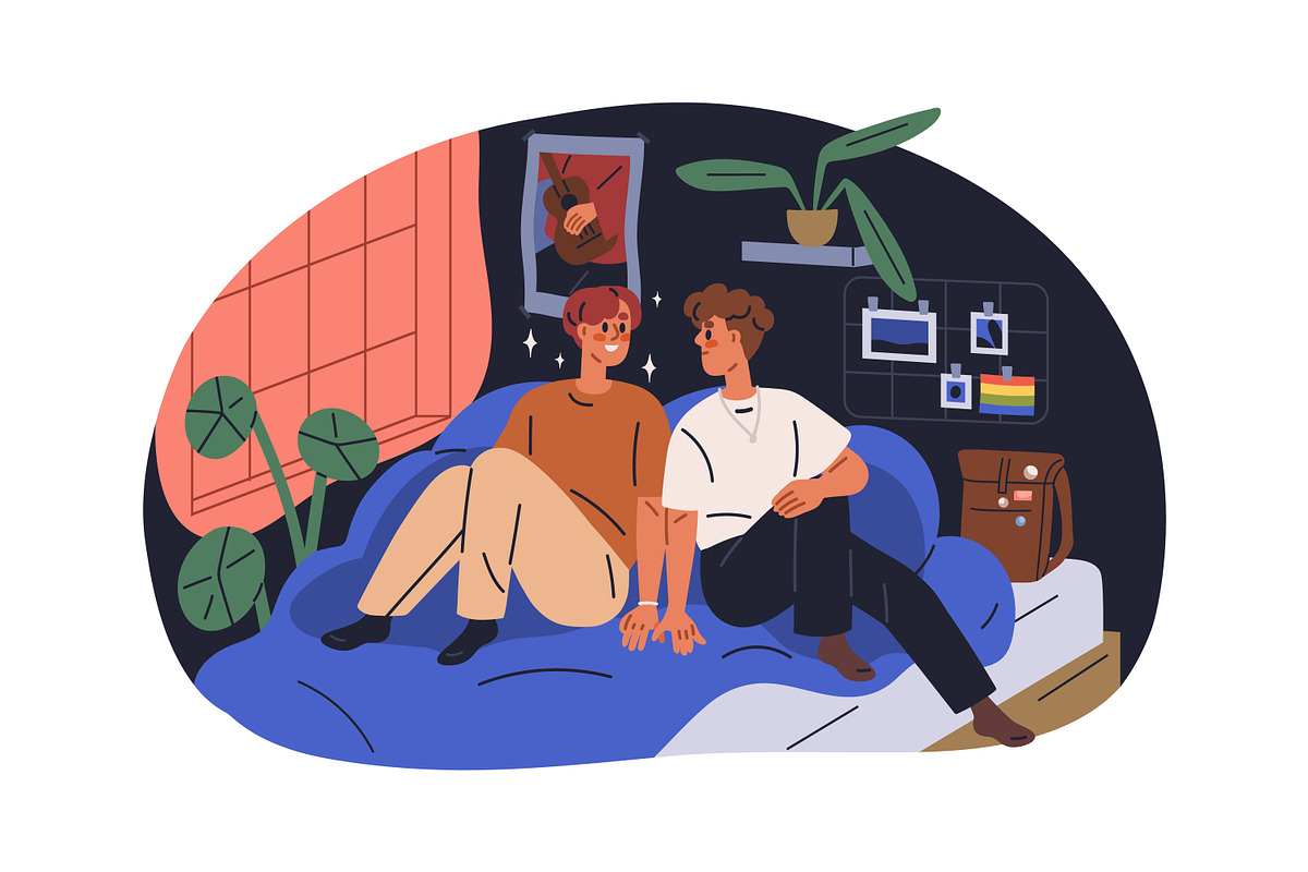 Teenagers love couples dating set, a Person Illustration by Good Studio (Photo 2 of 9)