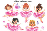 Cute Ballerinas watercolor set, an Illustration by KatBranchArt (Thumbnail 2 of 3)