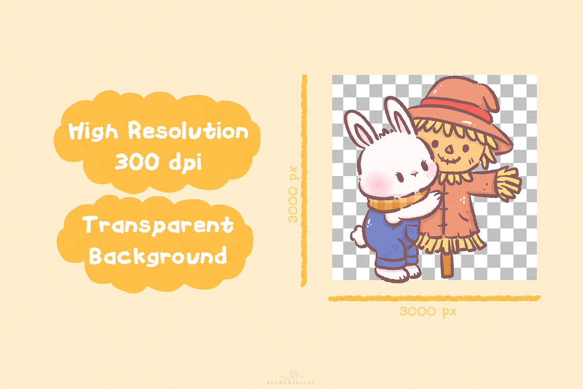 Kawaii Bunny Farmhouse Harvest clipa, an Animal Illustration by Blumensdiary (Photo 3 of 8)