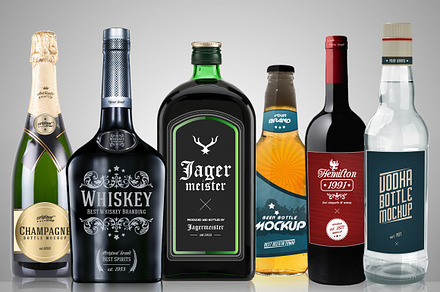 Alcohol Bottles Mockups [BUNDLE]