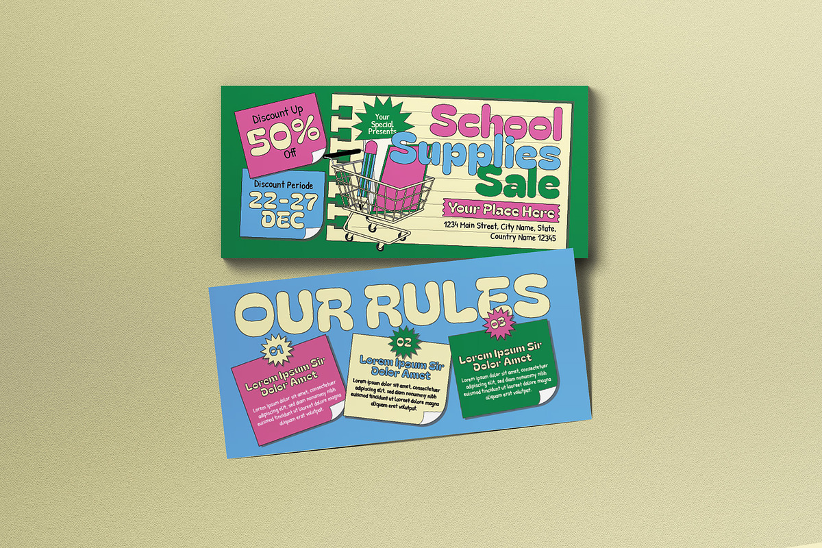 School Supplies Sale Voucher, a Card Template by graphicook (Photo 1 of 3)