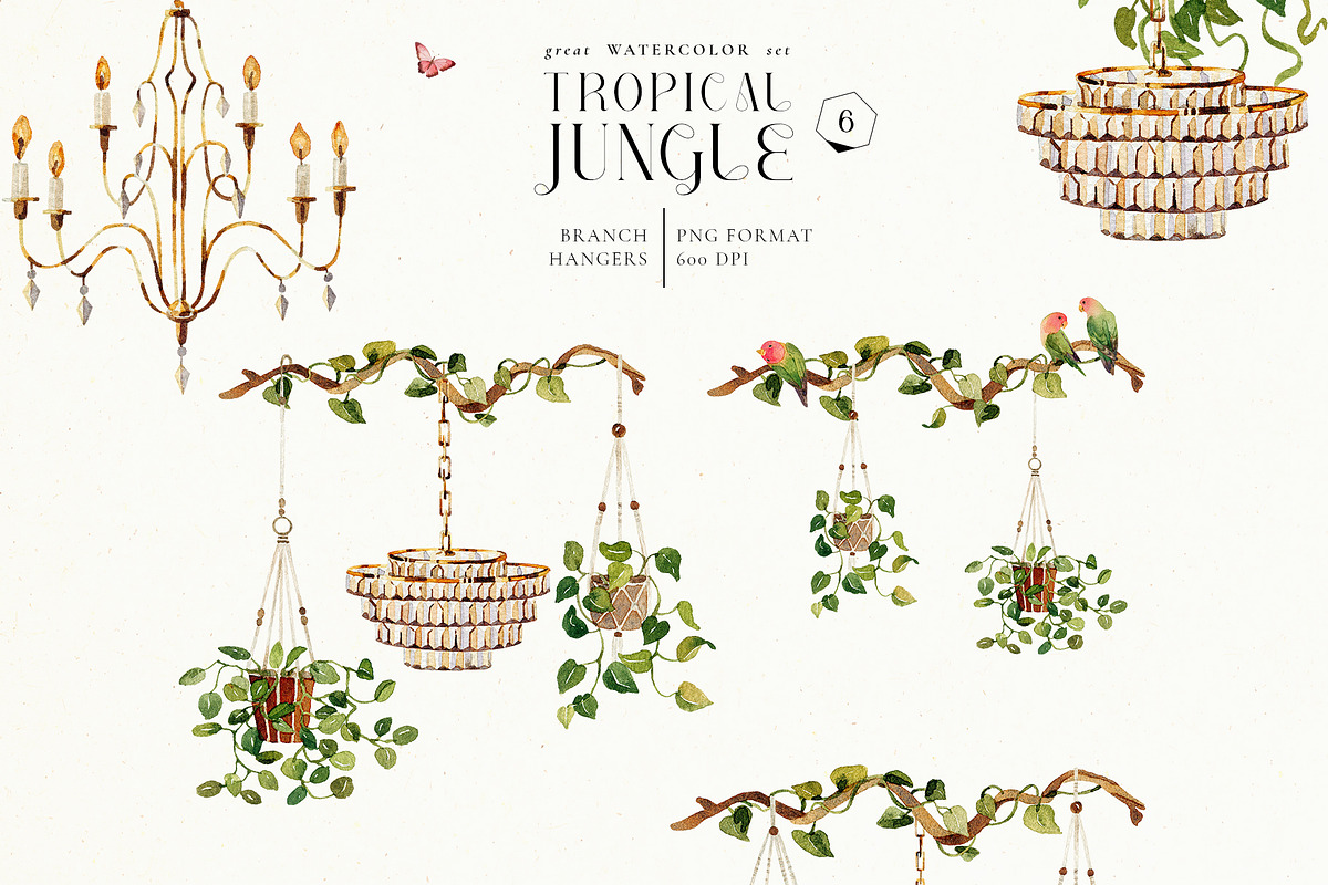 Tropical jungle - watercolor set, a Decorative Illustration by Pamyatka Shop (Photo 11 of 27)