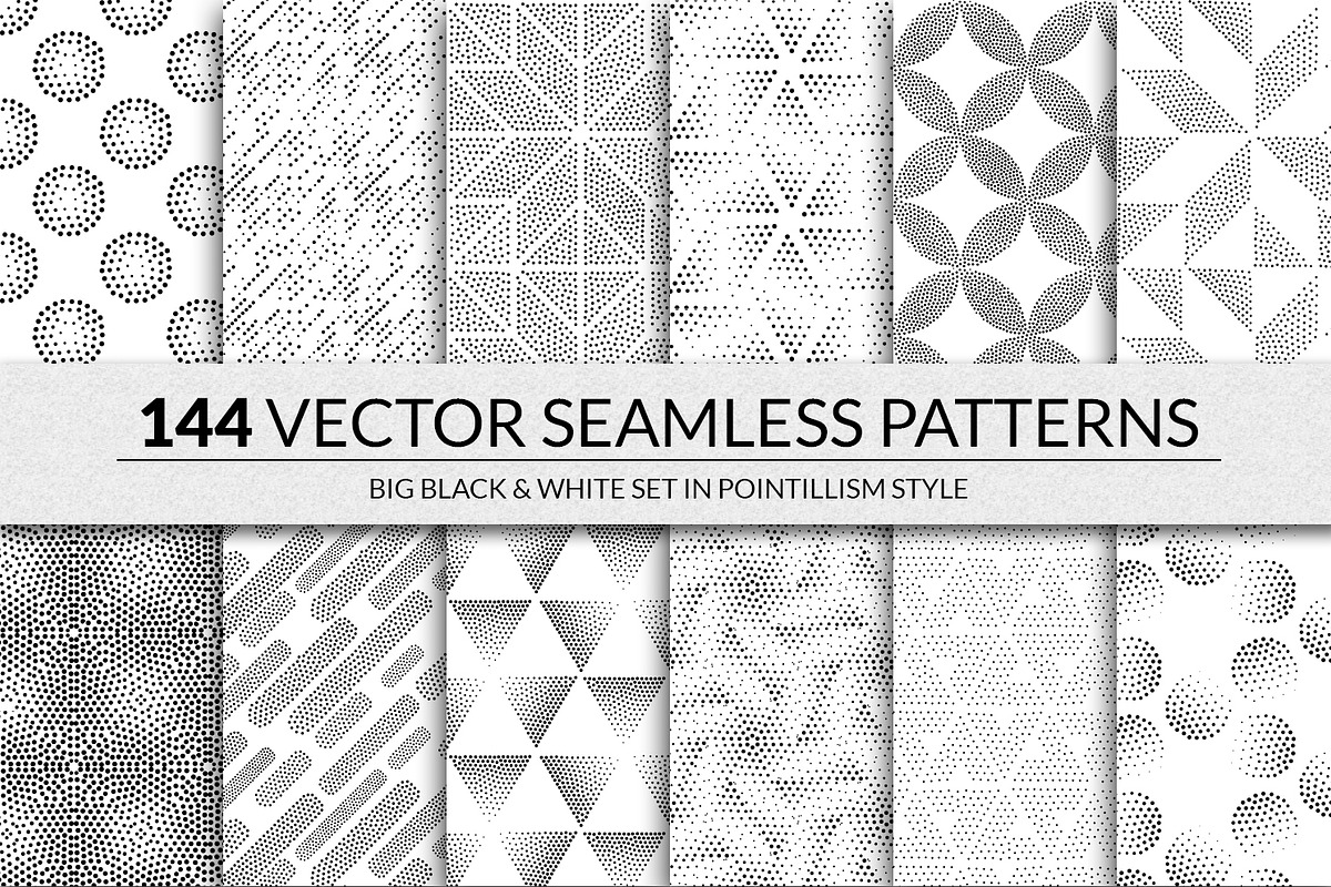 144 seamless pointillism patterns, a Pattern Graphic by softulka (Photo 1 of 16)