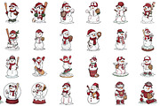 Christmas Baseball Snowman Clipart, an Illustration by Sublimation Artist (Thumbnail 2 of 6)