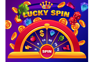 Lucky spin wheel app screen. Online, a Technology Illustration by YummyBuum