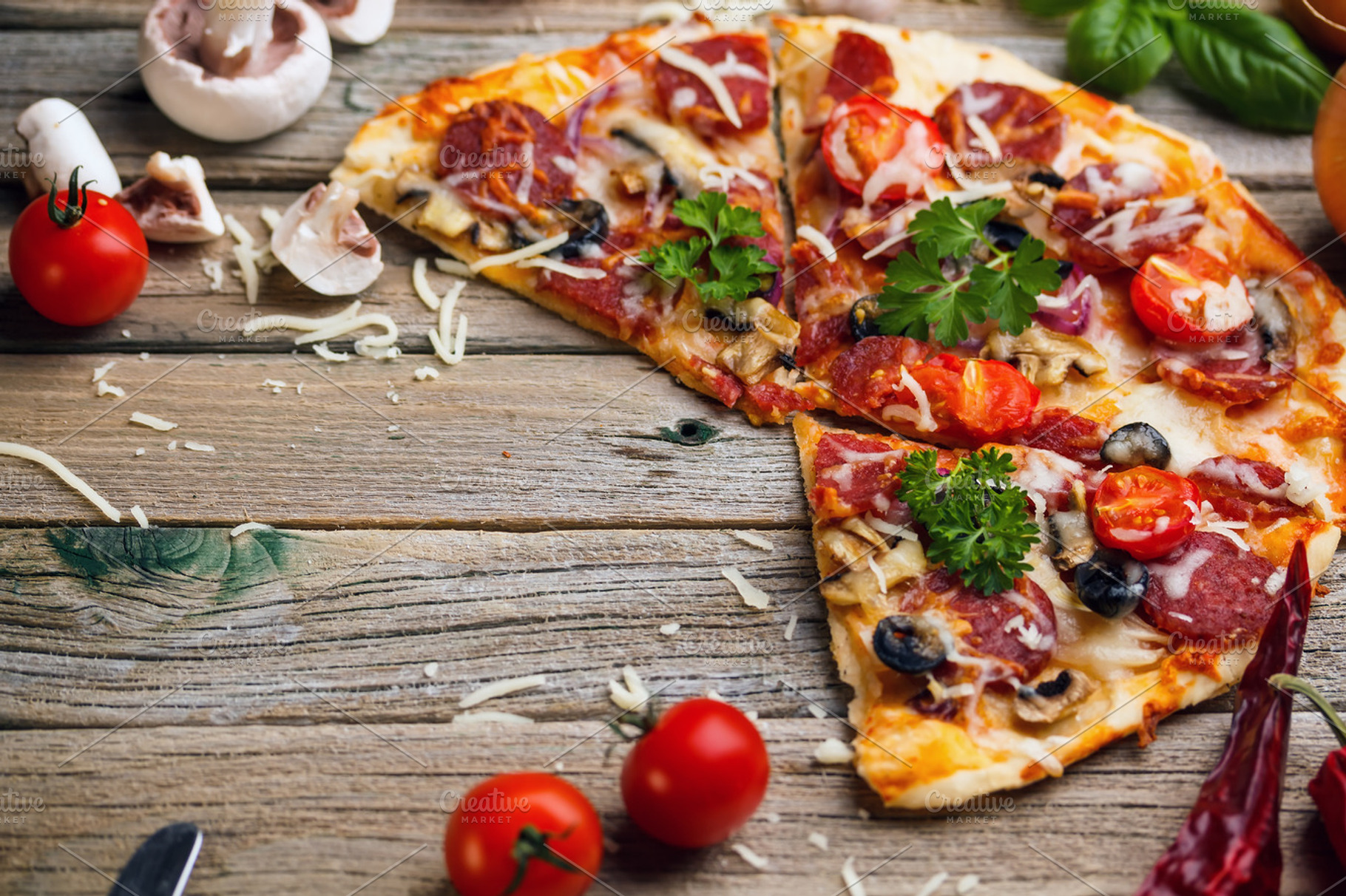 Pizza With Salami Containing Pizza Still Life And Meal