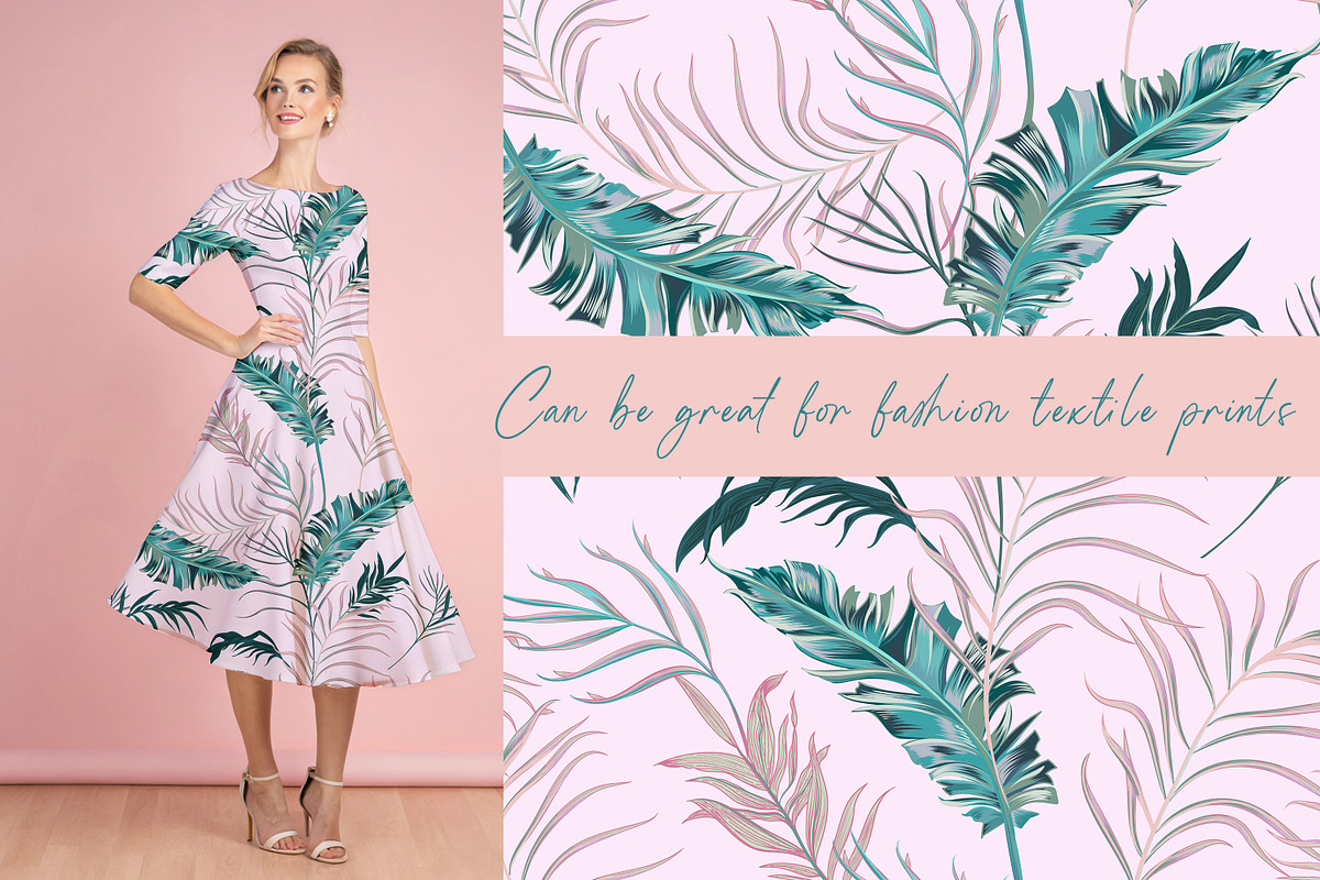 Palm leaves vector seamless pattern, a Pattern Graphic by FleurArt (Photo 9 of 9)