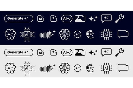 Artificial intelligence icons Ai