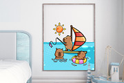 Cute Capybara in Summer Watercolor, an Animal Illustration by CreativeValuation (Thumbnail 6 of 11)